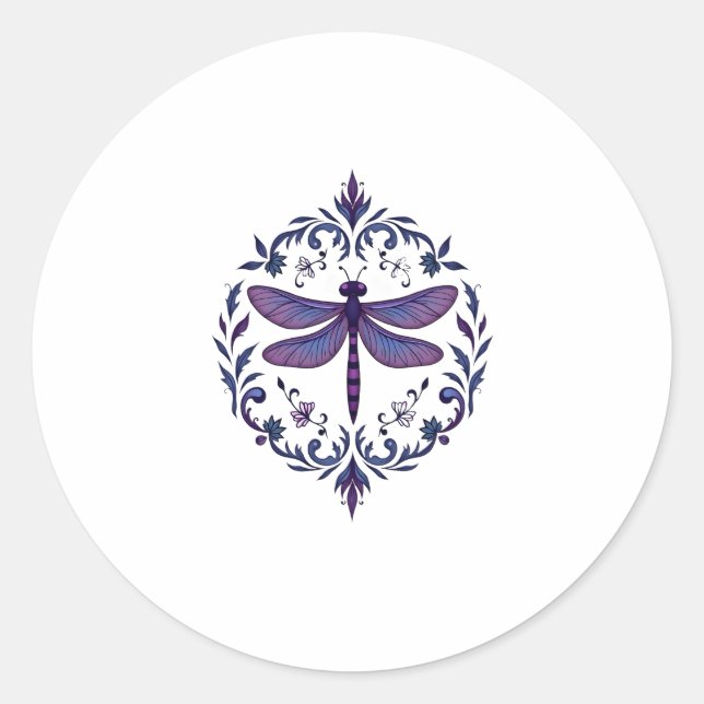 Adesivo Redondo Meditation Fractal Geometry Spiritual Yoga Dragonf (Frente)