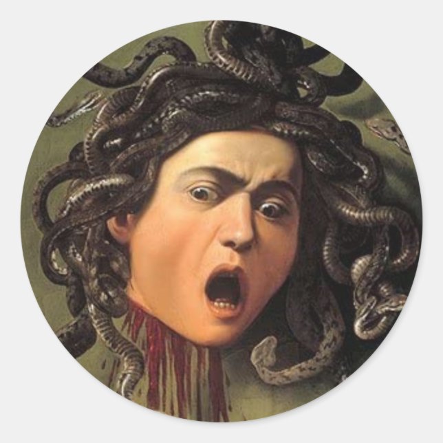 Adesivo Redondo Medusa Cabeça Por Caravaggio (Frente)