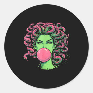 Adesivo Redondo Medusa chiclete mito grego cobra cabelo