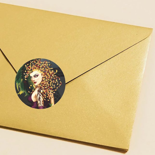 Adesivo Redondo Medusa Cobra Gorgon de mitologia grega (Criador carregado)