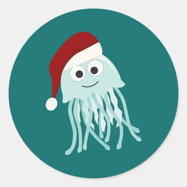 Adesivo Redondo medusa de Natal (Frente)