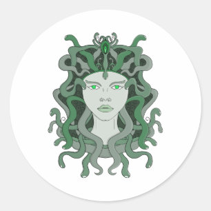 Adesivo Redondo Medusa Gorgo Cobra Gorgon Monstro Mitologia Grega