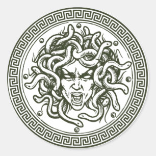Adesivo Redondo Medusa Sticker