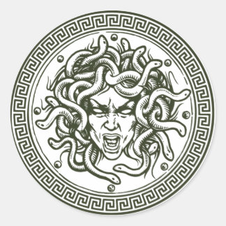 Adesivo Redondo Medusa Sticker