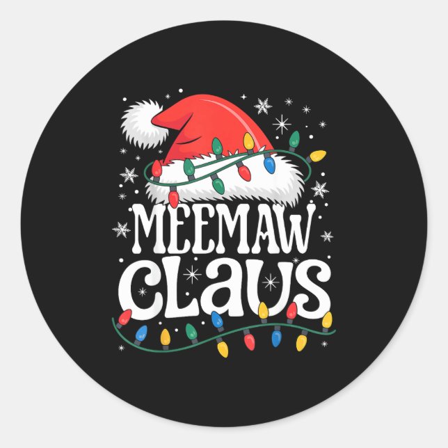 Adesivo Redondo Meemaw Claus Funny Xmas Christmas Grandma Holiday  (Frente)