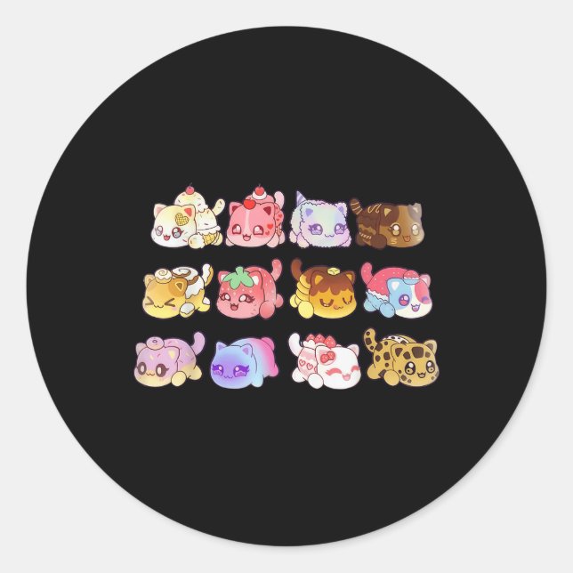 Adesivo Redondo Meemeow Cats Plush (Frente)