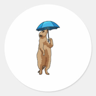 Adesivo Redondo Meerkat com guarda-chuva