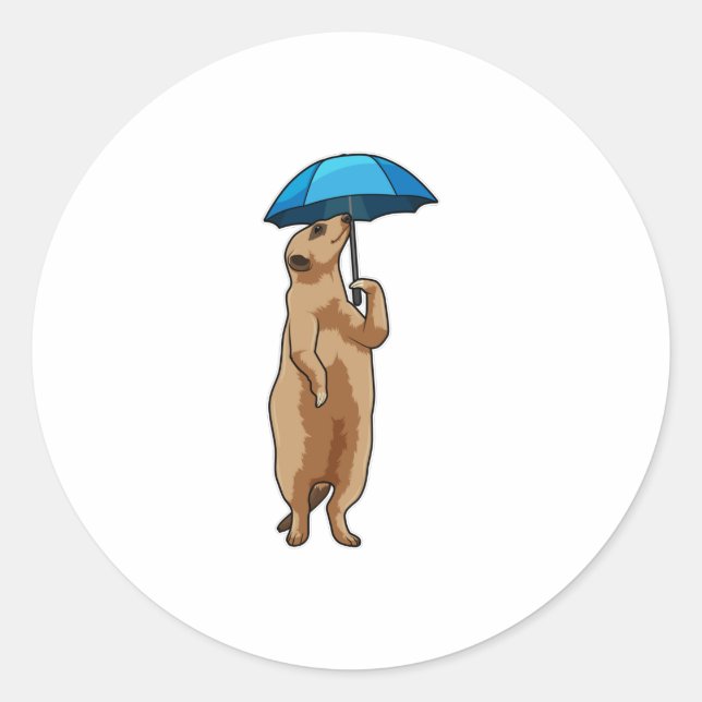 Adesivo Redondo Meerkat com guarda-chuva (Frente)