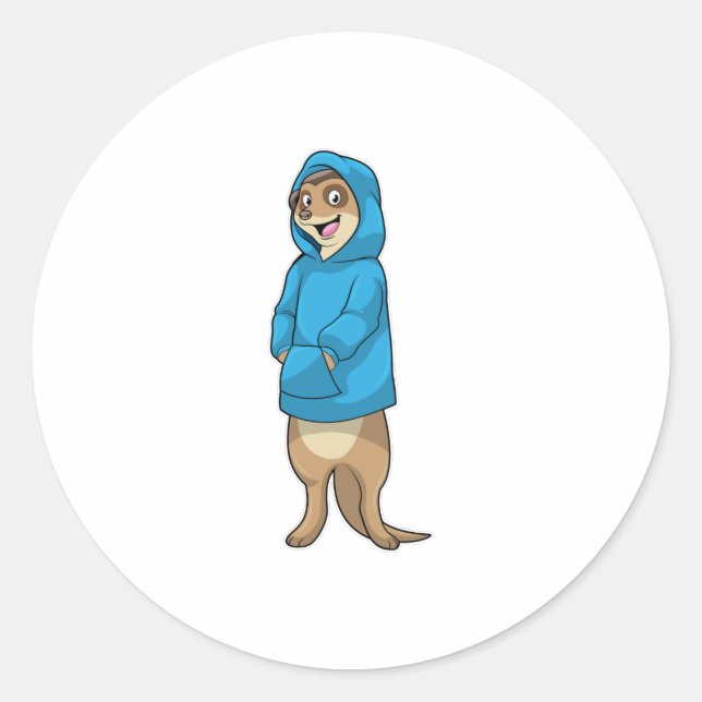 Adesivo Redondo Meerkat com Hoodie (Frente)