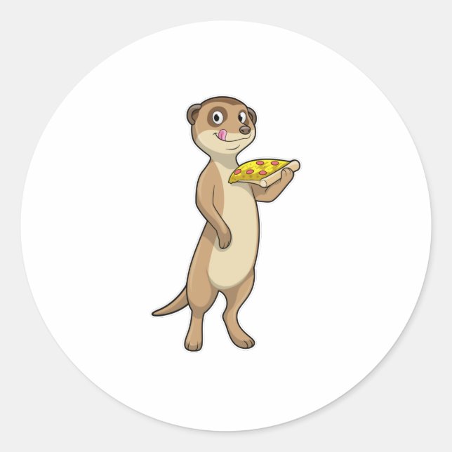 Adesivo Redondo Meerkat com Pizza (Frente)