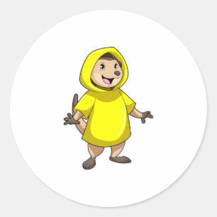 Adesivo Redondo Meerkat com Raincoat