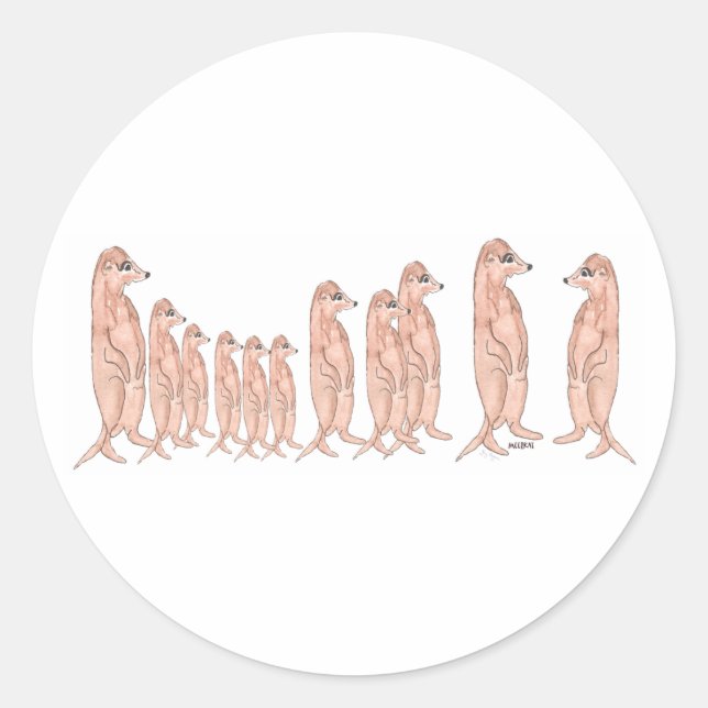 Adesivo Redondo Meerkat Family Sticker (Frente)