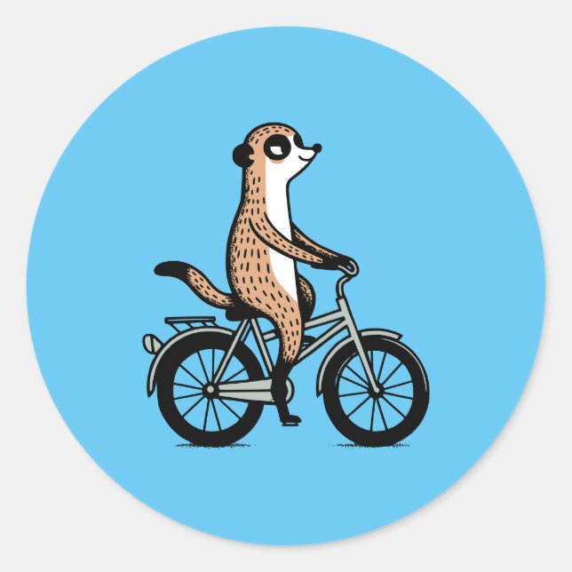 Adesivo Redondo Meerkat na bicicleta (Frente)