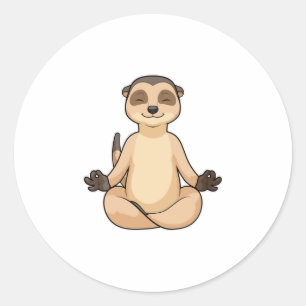 Adesivo Redondo Meerkat na Meditação Yoga