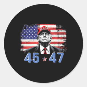 Adesivo Redondo Mega Inauguração Dia 45 47 Donald Trump Presidente