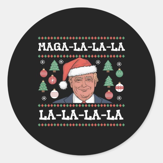 Adesivo Redondo Mega La Donald Trump Potus 47 Natal Feio (Frente)