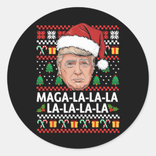Adesivo Redondo Mega La La Donald Trump 47 Suor de Natal Feio