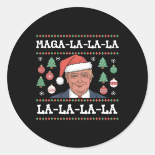 Adesivo Redondo Mega La La La Donald Trump Potus 47 Natal Feio