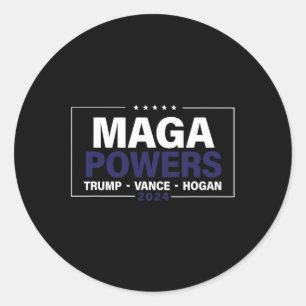 Adesivo Redondo Mega Powers Trump Vance Hogan 2024 Funny Patriótic