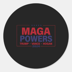 Adesivo Redondo Mega Powers Trump Vance Hogan 2024 Funny Patriótic