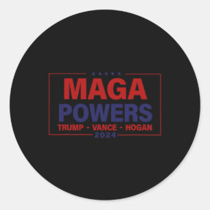Adesivo Redondo Mega Powers Trump Vance Hogan 2024 Funny Patriótic