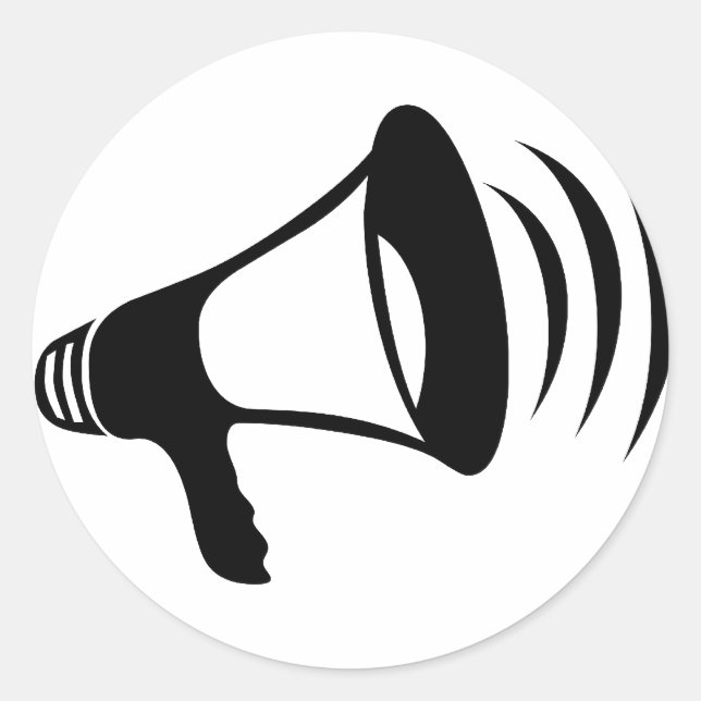 Adesivo Redondo Megafone Preto (Frente)