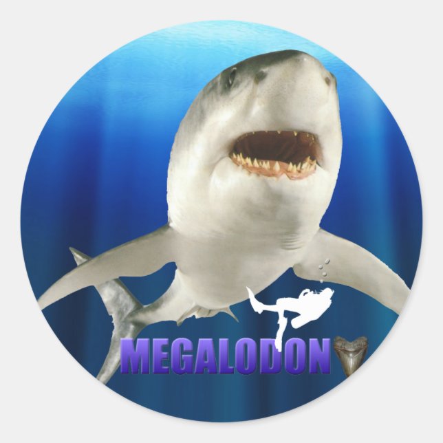 Adesivo Redondo Megalodon Stickers (Frente)