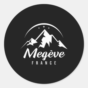 Adesivo Redondo Megève França Estância de Esqui Esqui Aulas de Esq