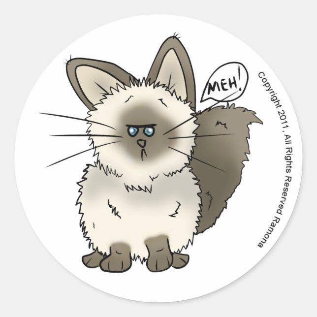 Adesivo Redondo Meh Cat Stickers (Frente)