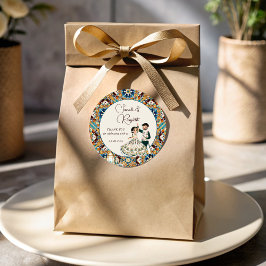 Adesivo Redondo Mehndi e sangeet, favor do casamento indiano