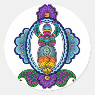Adesivo Redondo Mehndi Goddess Stickers