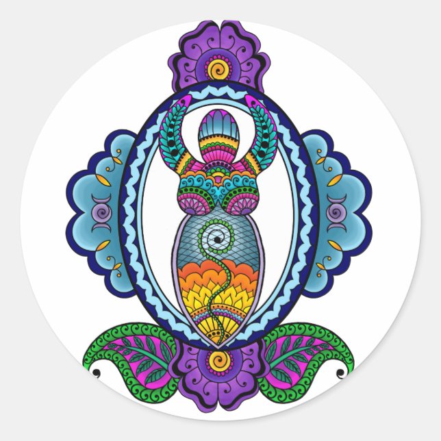 Adesivo Redondo Mehndi Goddess Stickers (Frente)