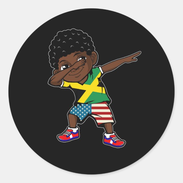 Adesivo Redondo Meia-americana Half Jamaican Boy Flag P (Frente)