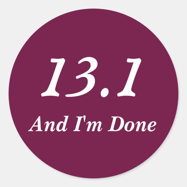 Adesivo Redondo Meia maratona de pau 13.1 (Borgonha) (Frente)