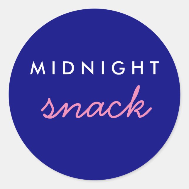 Adesivo Redondo Meia-noite com Marinho de Snack Sticker Rosa (Frente)