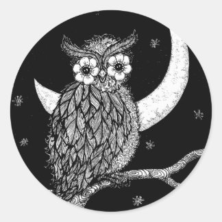 Adesivo Redondo Meia-Noite-Coruja Stickers