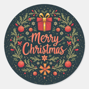 Adesivo Redondo Meia-Noite Feliz Natal