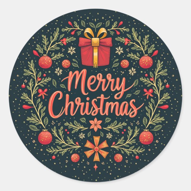 Adesivo Redondo Meia-Noite Feliz Natal (Frente)