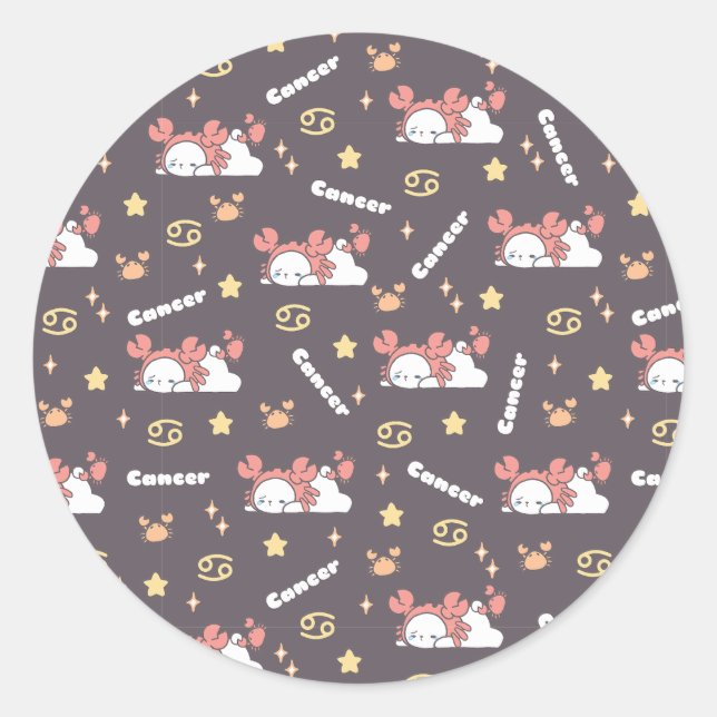 Adesivo Redondo Meia-noite Mágica - Cancer Zodiac Dreamland (Frente)