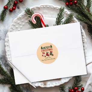 Adesivo Redondo Meias de Natal Rústicas Feriado