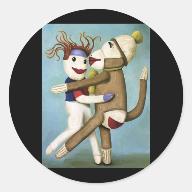 Adesivo Redondo Meias Sujas Dançando Tango (Frente)