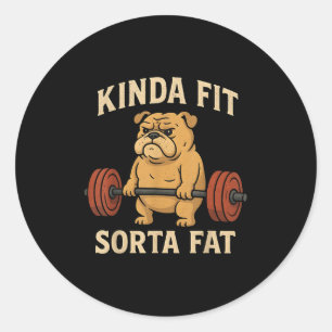 Adesivo Redondo Meio Ajustado Sorta Gordura Engraçada Gym Retro Ca
