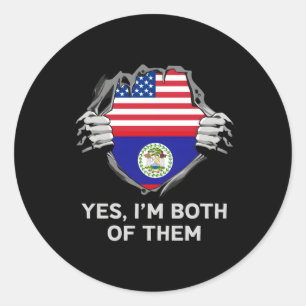 Adesivo Redondo Meio Americano Belizean Belize Flag S