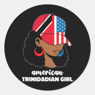 Adesivo Redondo Meio Americano E Trinitário Usa Trinidad Tobago