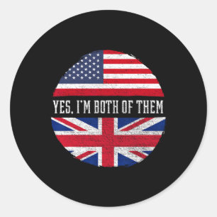 Adesivo Redondo Meio Americano Meio Britânico Bandeira Dos EUA Rei