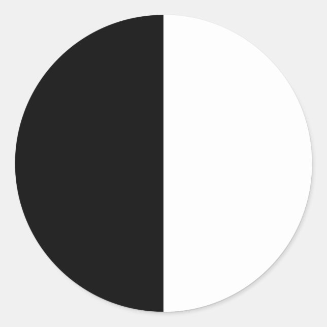 Adesivo Redondo meio branco meio preto, meio preto meio branco (Frente)