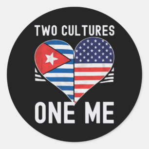 Adesivo Redondo Meio Cubano Meio Americano Bandeira Dos EUA Cuba A