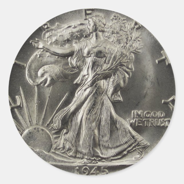 Adesivo Redondo Meio Dólar Walking Liberty (Frente)