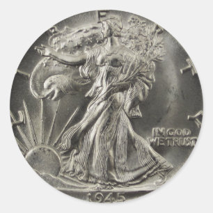 Adesivo Redondo Meio Dólar Walking Liberty
