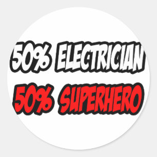 Adesivo Redondo Meio eletricista... meio super-herói